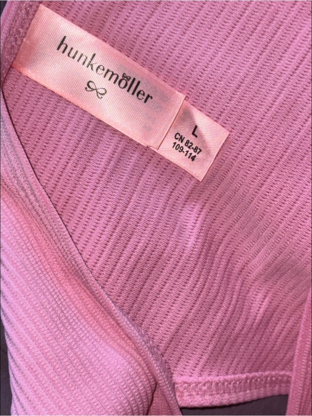 Pink Ribbed Bikini Top with Adjustable Straps - Picture 6 of 6